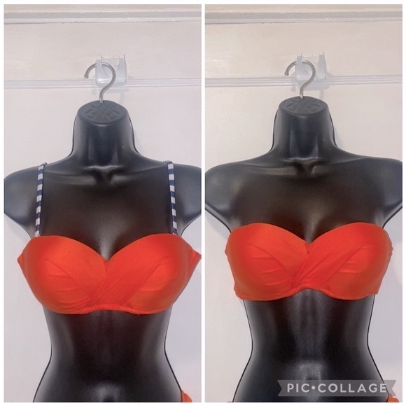 New Orange & Striped Push Up 2 Piece Convertible Bikini Swimsuit Suit Set M - Picture 5 of 15